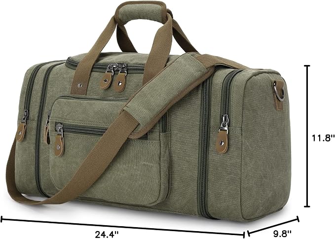 Gonex Canvas Duffle Bag for Travel 50L Duffel Overnight Weekender Bag - Image 7