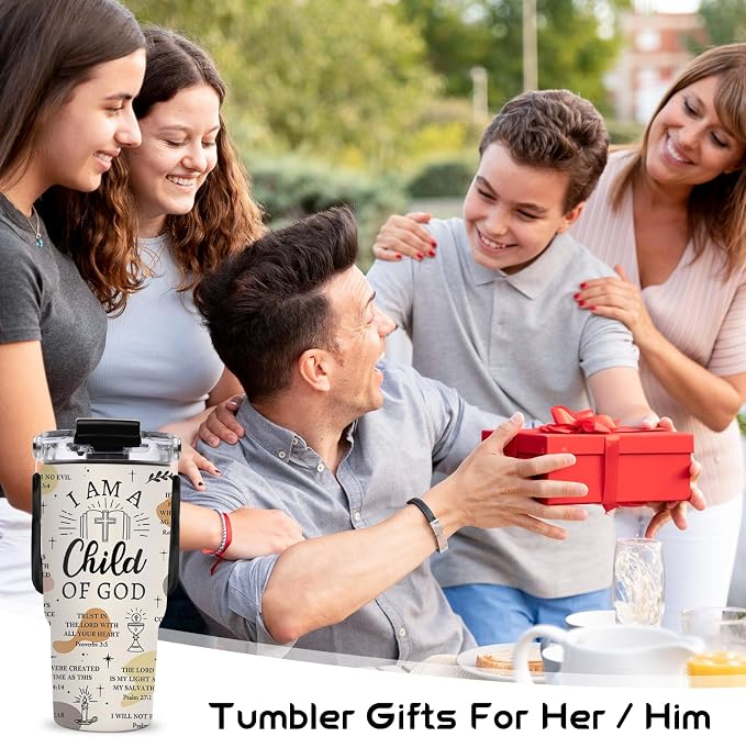 20oz God Tumblers - Child of God Tumbler with Straw Handle, Leak-proof, BPA-free, Double Wall Insulated, Christian Gifts Cup for Boys Girls, Insulated Coffee Tumbler God Stainless Steel Cup for Women - Image 9