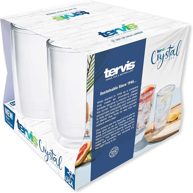Tervis Crystal Clear Tabletop Made in USA Double Walled Insulated Tumbler Travel Cup Keeps Drinks Cold & Hot, 16oz - 4pk, Classic - Image 2