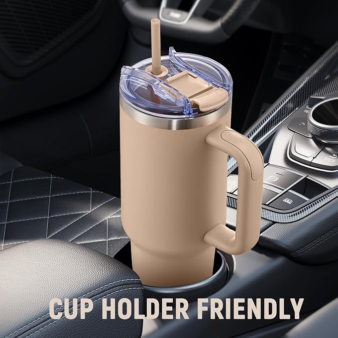 COKTIK 40 oz Tumbler With Handle and Straw, Insulated Tumbler With Leakproof Lids, Stainless Steel|BPA-Free, Cold for 24 H (Dark Night) - Image 6