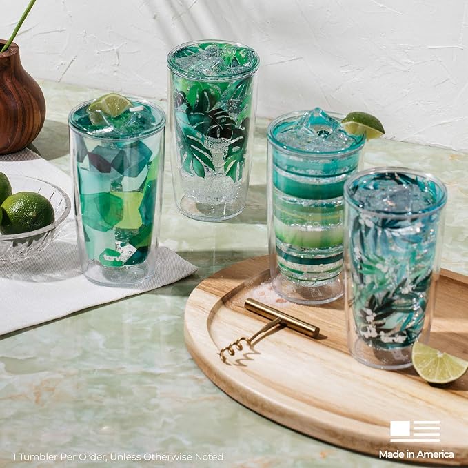 Tervis Yao Cheng Green Crystal Made in USA Double Walled Insulated Tumbler Travel Cup Keeps Drinks Cold & Hot, 16oz, Philodendron - Image 7