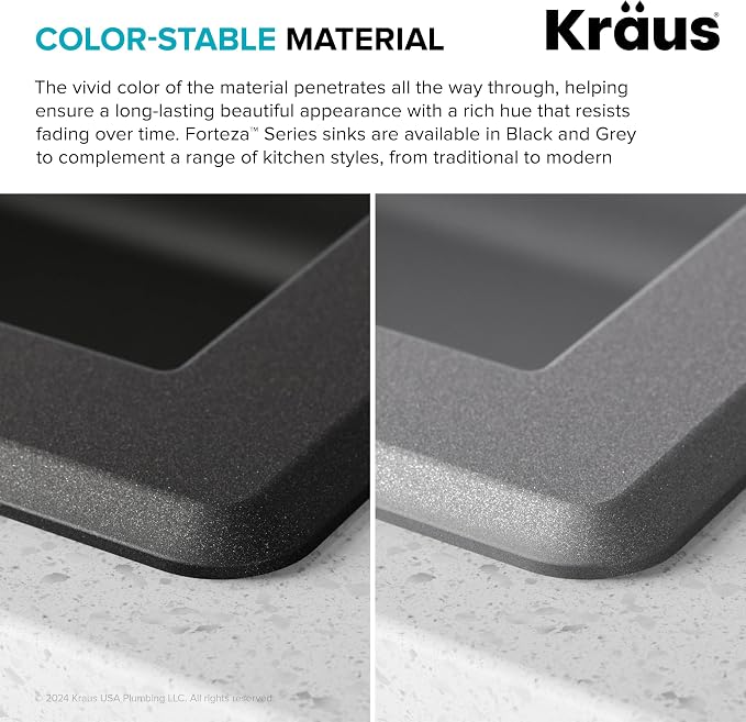 KRAUS Forteza 32-inch Undermount Single Bowl Granite Kitchen Sink in Grey - Image 10