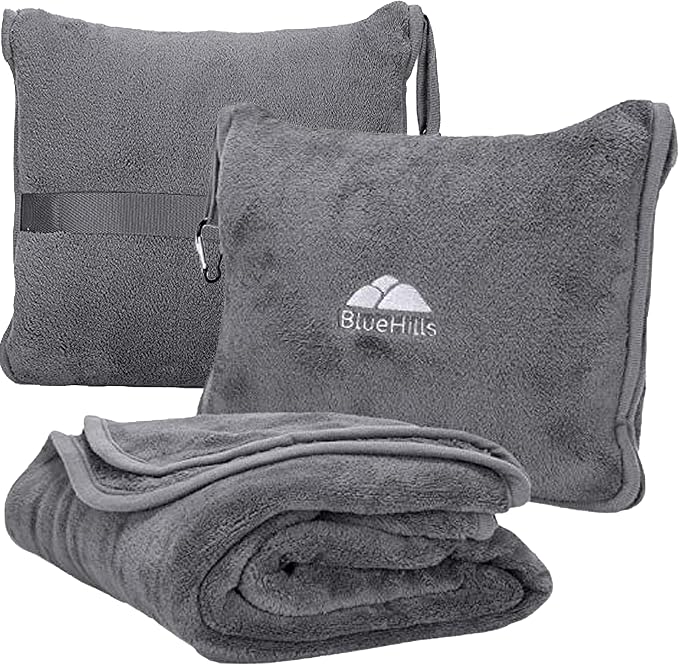 BlueHills Premium Soft Travel Blanket Pillow Airplane Flight Blanket Throw Bag by BlueHills