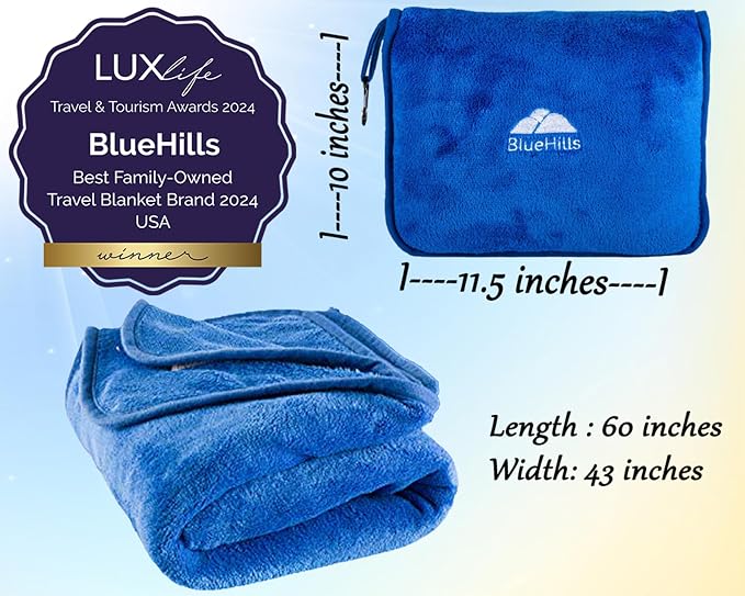 BlueHills Premium Soft Travel Blanket Pillow Airplane Blanket Packed in Soft - Image 3