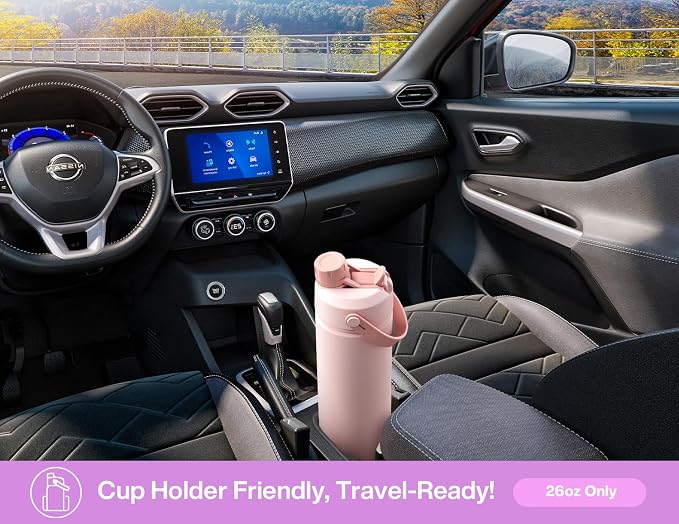 POWCAN 26 oz Insulated Water Bottle with 2-in-1 Straw and Spout Lid, Keep Cold 24H, Leak-Proof, Fits in Car Cup Holder, Stainless Steel Water Bottle for Sports, Travel, Gift and School (Cherry Pop) - Image 5