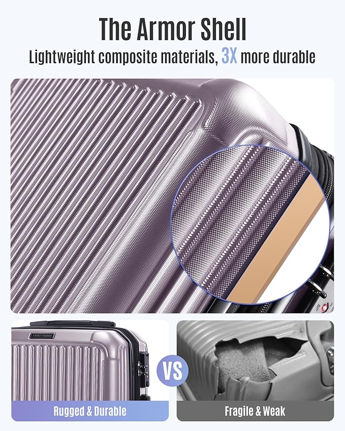 LIGHT FLIGHT Carry On Luggage 22x14x9 Airline Approved, Durable Hard Shell - Image 3