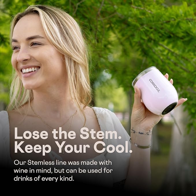 Corkcicle Stemless Insulated Wine Glass Tumbler - Keeps Beverages Cold 6 Hrs Hot 3 Hrs - Stainless Steel - Easy-Grip - Gift for Mom - Great for Mother's Day or Christmas - 12 oz - Curio Cream - Image 6