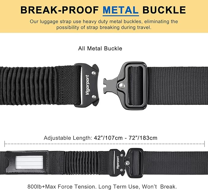 Vigorport Luggage Straps for Suitcases TSA Approved Suitcase Belt, Heavy Duty - Image 3