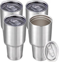 30 oz Tumbler with Lid Stainless Steel Tumblers Bulk Vacuum Insulated Cup Reusable Powder Coated Travel Mug Double Wall Leak Proof Cups Keep Cold Drinks for 12 Hours Stainless, Set of 4 by CoolYoleb