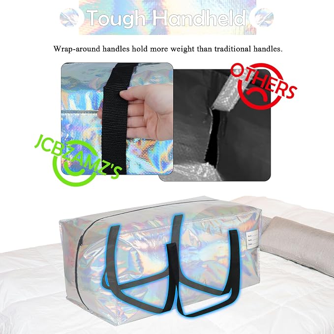 8 Pack Heavy Duty Moving Bags 24-Gallon Extra Large Waterproof Foldable - Image 7