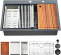 Kitchen Sink, 33 x 22 Drop in Kitchen Sink Gunmetal Black 16 Gauge Stainless by EcoChannels