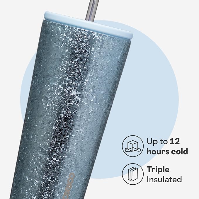 Corkcicle Cold Cup - Triple Insulated Tumbler with Straw - 12 Hours Cold - Leak-Resistant Lid - Easy Grip - Non-Slip Bottom - Summer Drinkware Gift - Keeps Drinks Ice Cold - 24 oz - Ice Breaker - Image 3