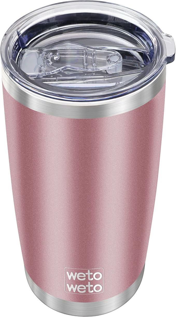 WETOWETO 20oz Insulated Stainless Steel Tumbler, Double Wall Vacuum Travel Coffee Mug, Powder Coated Tumbler Cup (Rose Gold,1) by Wetoweto