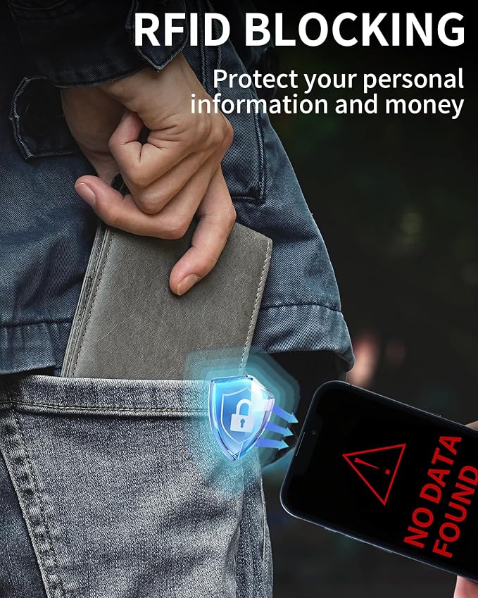 Mens Wallet Bifold Genuine Leather RFID Blocking Wallet - Image 4
