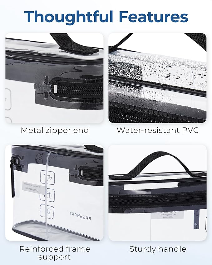 BAGSMART TSA Approved Toiletry Bag, 3 Pack Clear Makeup Cosmetic Bag Organizer - Image 3