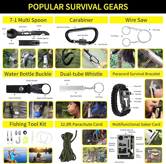 Survival Kit, Gifts for Men Outdoor Adventure Camping Hiking Hunting - Image 5