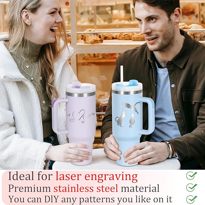 4 Pack 40 Oz Tumblers with Handle Bulk, Double Wall Vacuum Insulated Stainless Steel Tumblers with Lid and Straw, 40 oz Cups with Silicone Spill Proof Stopper Set (Black,Sky Blue,Purple,Hot Pink) - Image 6