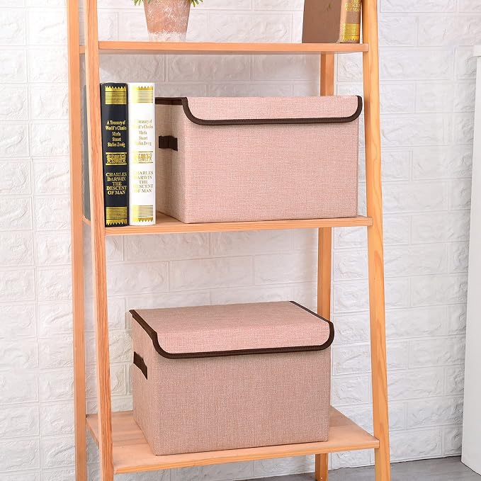Linen Fabric Foldable Storage Cube Bin Organizer Basket - Image 4