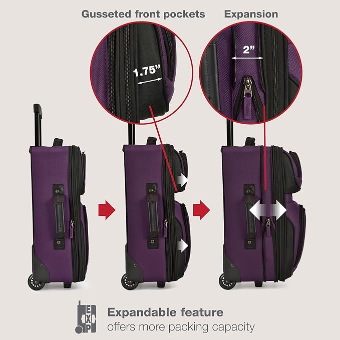U.S. Traveler Rio Fabric Expandable Carry-on Luggage, Rolling Suitcase - Image 5