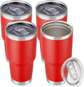 30 oz Tumbler with Lid Stainless Steel Tumblers Bulk Vacuum Insulated Cup Reusable Powder Coated Travel Mug Double Wall Leak Proof Cups Keep Cold Drinks for 12 Hours Wine Red, Set of 4 by CoolYoleb