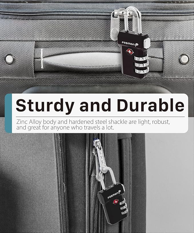 Fosmon TSA Accepted Luggage Locks, Open Alert Indicator 3 Digit Combination - Image 4
