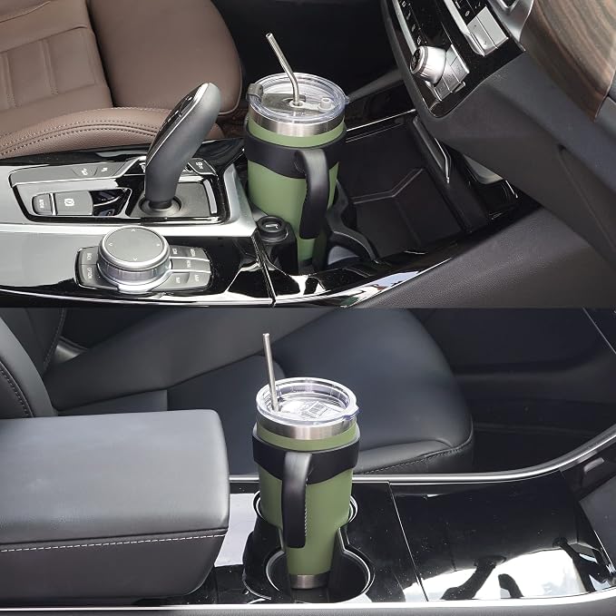 WETOWETO 20oz Insulated Stainless Steel Tumbler, Coffee Tumbler with 2 Lids and 2 Straws, Double Wall Vacuum Travel Coffee Mug, Powder Coated Leak-Proof Cup for Travel (Army Green, 1 Pack) - Image 7