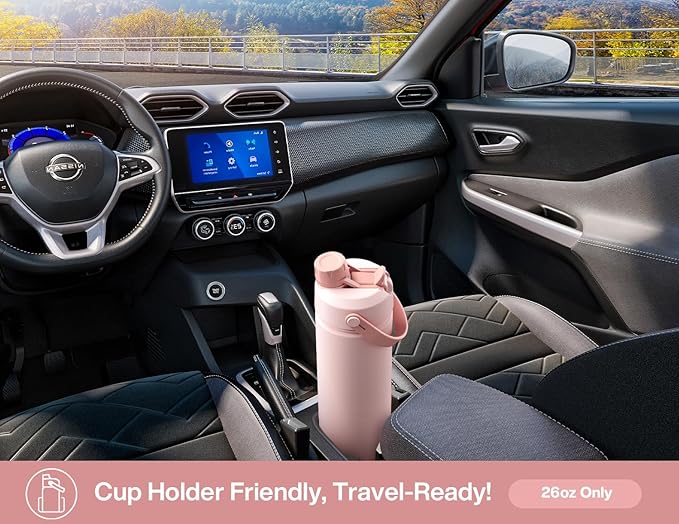 POWCAN 26 oz Insulated Water Bottle with 2-in-1 Straw and Spout Lid, Keep Cold 24H, Leak-Proof, Fits in Car Cup Holder, Stainless Steel Water Bottle for Sports, Travel, and School (Cotton Candy) - Image 4