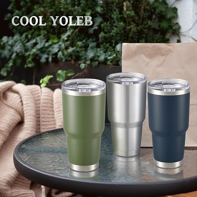 30 oz Tumbler with Lid Stainless Steel Tumblers Vacuum Insulated Cup Reusable Powder Coated Travel Mug Double Wall Leak Proof Portable Cups Keep Cold Drinks for 12 Hours, Stainless, 1 Pack - Image 6