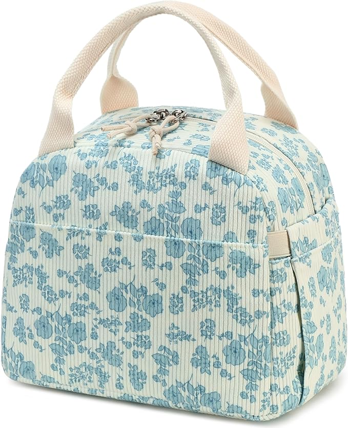 Bluboon Lunch Bag for Women Men Cute Corduroy Lunch Tote Bags Reusable - Image 9