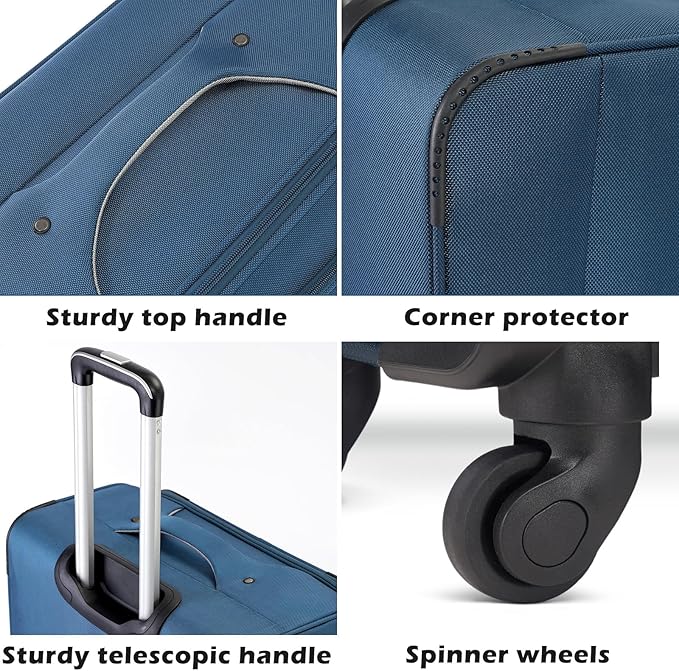 Coolife Luggage 4 Piece Set Suitcase Spinner TSA Lock Softshell lightweight - Image 4