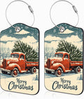 Vintage Red Truck wtih Christmas Tree Set of 2 Luggage Tags by Unknown
