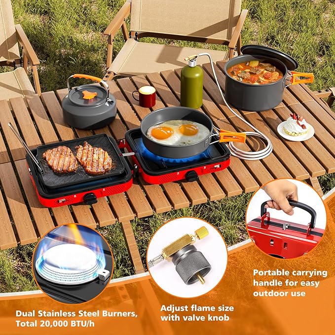 Portable 2 Burner Camping Stove Set - Image 4