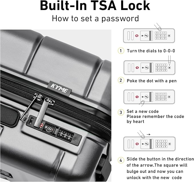 KYME Suitcases with Wheels Hardshell 30 Inch Luggage TSA Approved Large Checked - Image 6