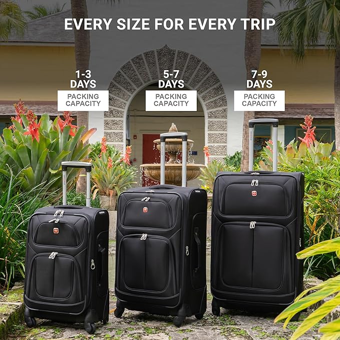 SwissGear Sion Softside Expandable Luggage, Dark Grey, 3-Piece Set - Image 6
