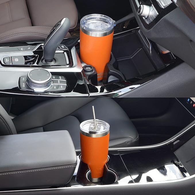 WETOWETO 20oz Insulated Stainless Steel Tumbler, Double Wall Vacuum Leak-proof Travel Coffee Mug, Powder Coated Water Cup (Orange, 1 Pack) - Image 6