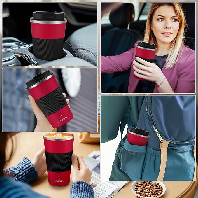 MOMSIV 12oz Travel Mug, Insulated Coffee Cup with Leakproof Lid, Vacuum Stainless Steel Double Walled Reusable Tumbler for Hot and Cold Water Coffee and Tea In Travel and Car - Image 7
