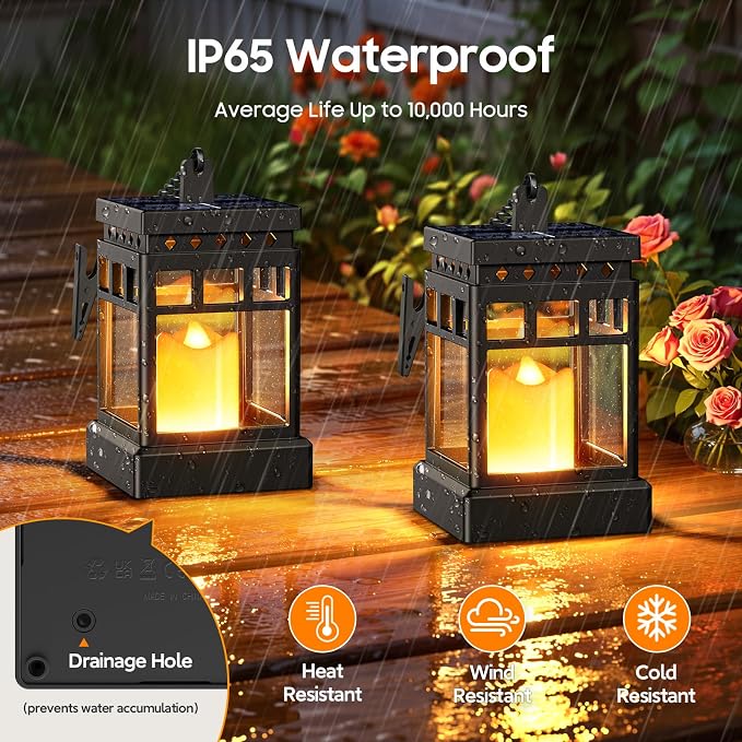 KOOPER Solar Lanterns Outdoor Waterproof, 2 Modes Hanging Solar Lantern - Image 4