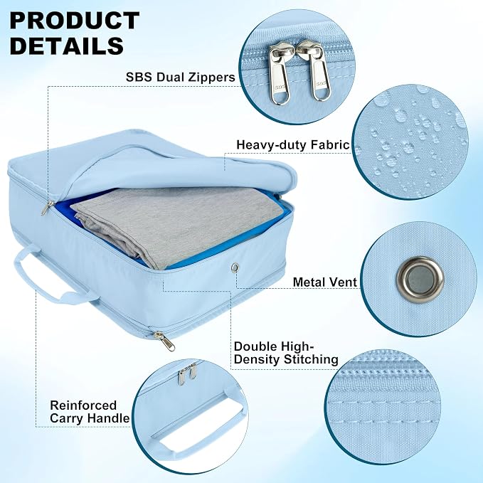 Compression Packing Cubes for Travel Essentials, 2 Pack Expandable Travel Cubes - Image 3