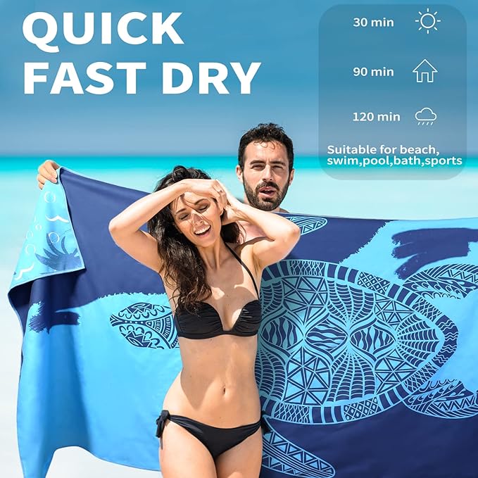2 Pack Lightweight Thin Beach Towel Oversized 71"x32" Big Extra Large - Image 3
