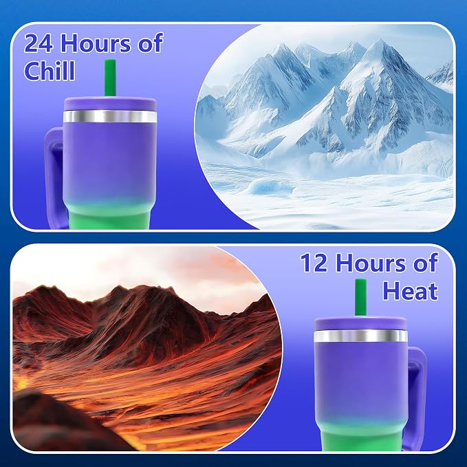 20-OZ Insulated Water Bottle,Insulated Stainless Steel Tumbler,Reusable Cold Drink Thermos,BPA-Free, Double-Wall Stainless Steel Water Bottle (Purple Green Gradient, 20, Fluid Ounces) - Image 7