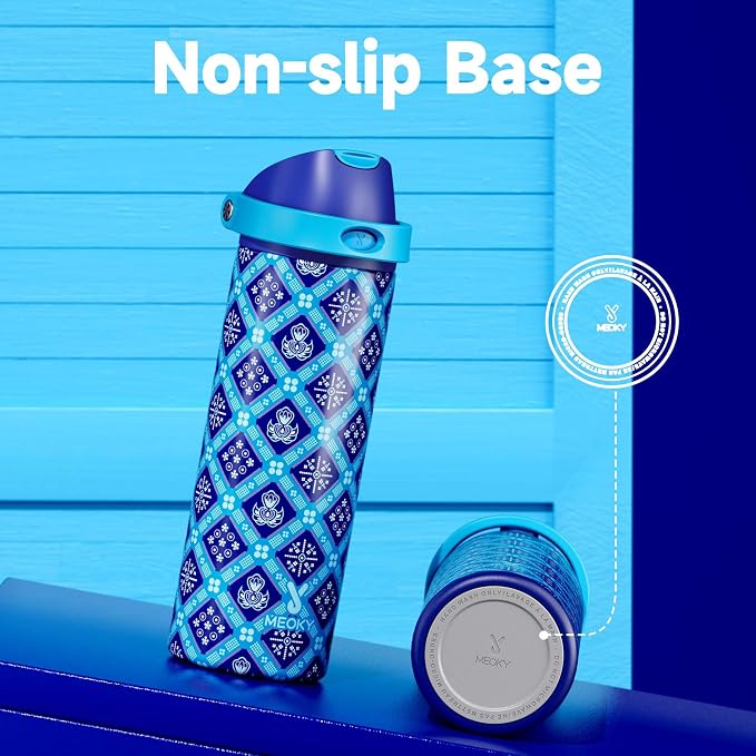 24 oz Insulated Water Bottle for Men: Meoky Stainless Steel Water Bottle with Holder and Shoulder Strap - Leak Proof, Cold for 24 Hours, Fits in Car Cup Holder, BPA-Free for Sports Travel, Blue Faith - Image 9