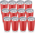 20 oz Tumbler with Lid Stainless Steel Insulated Tumblers Bulk Double Wall Vacuum Cups Powder Coated Travel Mug Keep Drinks Cold and Hot, Wine Red, 12 Pack by Orebigo