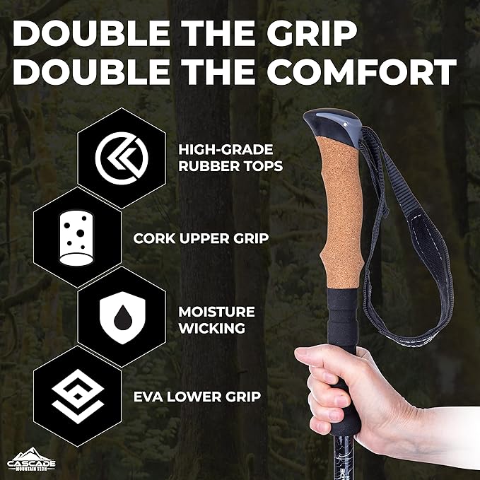 Cascade Mountain Tech Lightweight Aircraft-Grade Aluminum Trekking Poles - Image 5