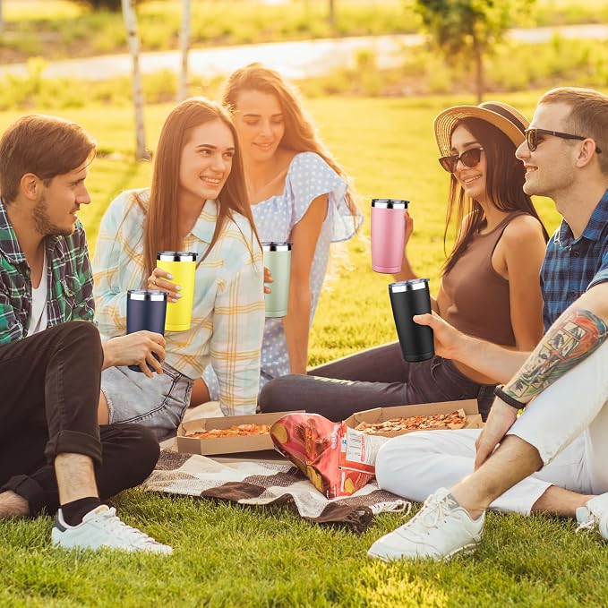 20 oz Tumbler with Lids and Straws, Stainless Steel Insulated Coffee Tumbler, Double Wall Vacuum Insulated Travel Mug Cup, Leakproof Thermal Coffee Cup for Hot and Cold Drinks (Yellow) - Image 7
