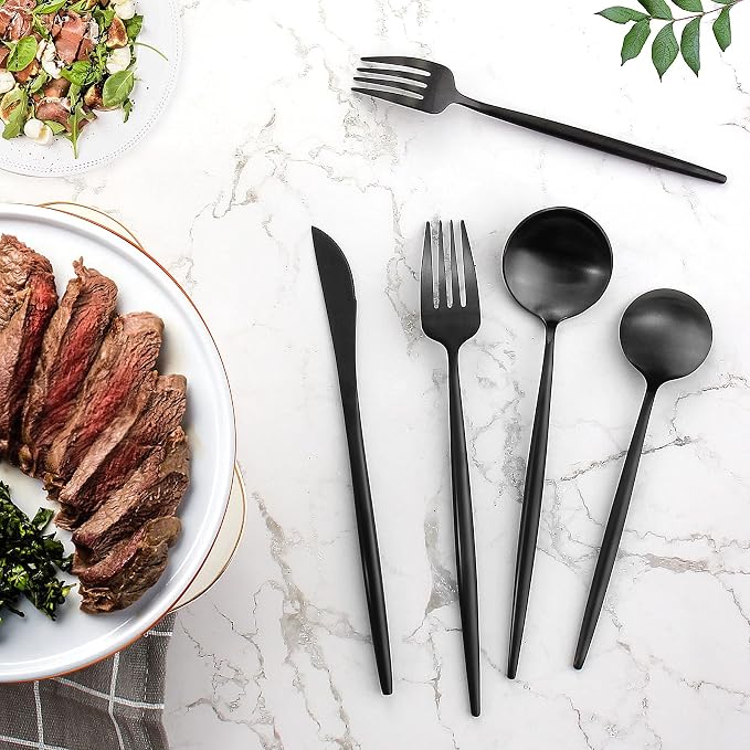 Silverware Set for 8, IBIILII JEFF 40 Pieces Stainless Steel Flatware Set，Matte - Image 5