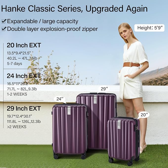Hanke 20 Inch Expandable Carry on Luggage 22x14x9 Airline Approved Lightweight - Image 2