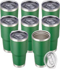 30 oz Tumbler with Lid Stainless Steel Tumblers Bulk Vacuum Insulated Cup Reusable Powder Coated Travel Mug Double Wall Leak Proof Cups Keep Cold Drinks for 12 Hours Dark Green, Set of 8 by CoolYoleb