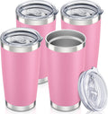 20 oz Tumbler with Lid Stainless Steel Insulated Tumblers Bulk Double Wall Vacuum Cups Powder Coated Travel Mug Keep Drinks Cold and Hot, Pink, 4 Pack by Orebigo