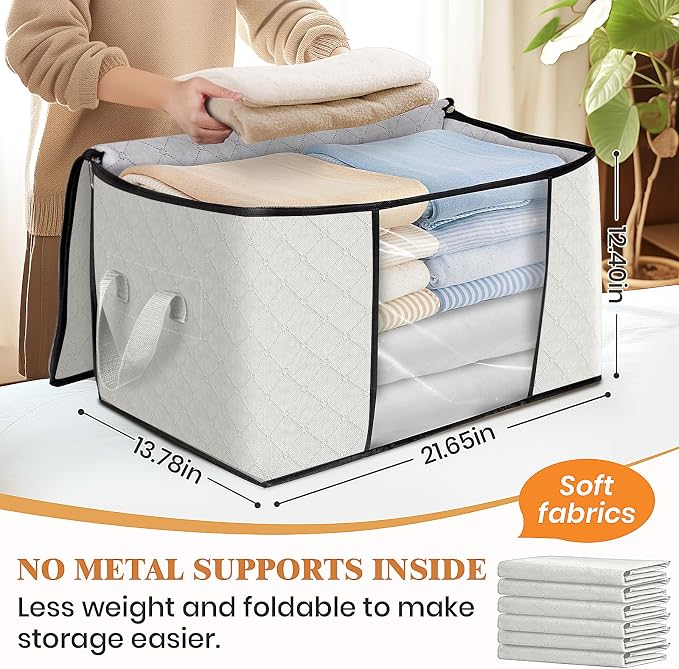 Fab totes 8 Pack Clothes Storage, Foldable Thick Fabric Blanket Storage Bags - Image 2