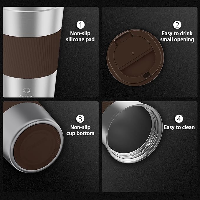 CS COSDDI 12 oz Stainless Steel Vacuum Insulated Tumbler - Coffee Travel Mug Spill Proof with Lid - Coffee Cups for Keep Hot/Ice Coffee,Tea and Beer - Image 3